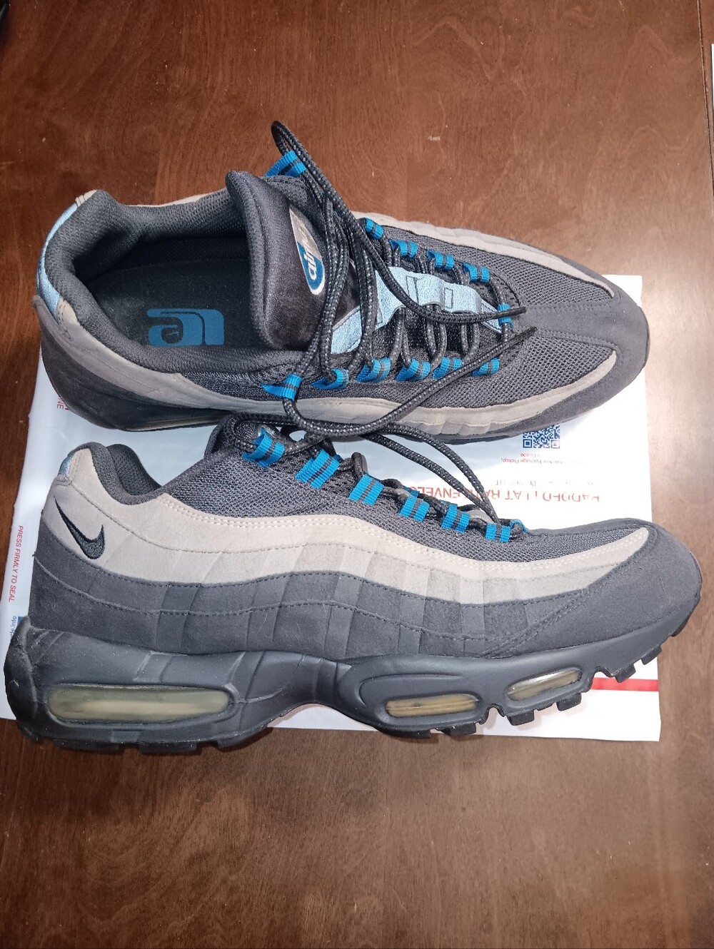 Nike Men’s Size 13 Air Max 95 Sneakers - Gray with Blue Accents